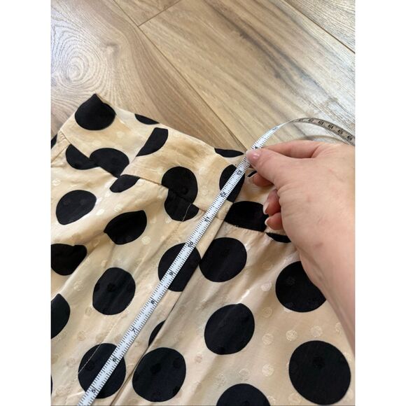 Zara High Waist Wide Leg Satin Polka Dot Cropped Pants Size M - Picture 9 of 12
